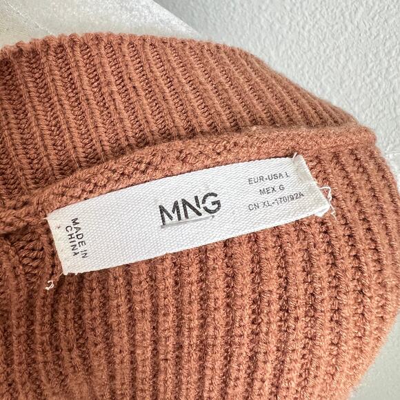 MNG Mango Checkered Pullover Knit Sweater Women's L Brown Off White - Picture 7 of 7